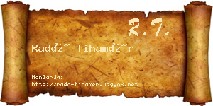 Radó Tihamér névjegykártya